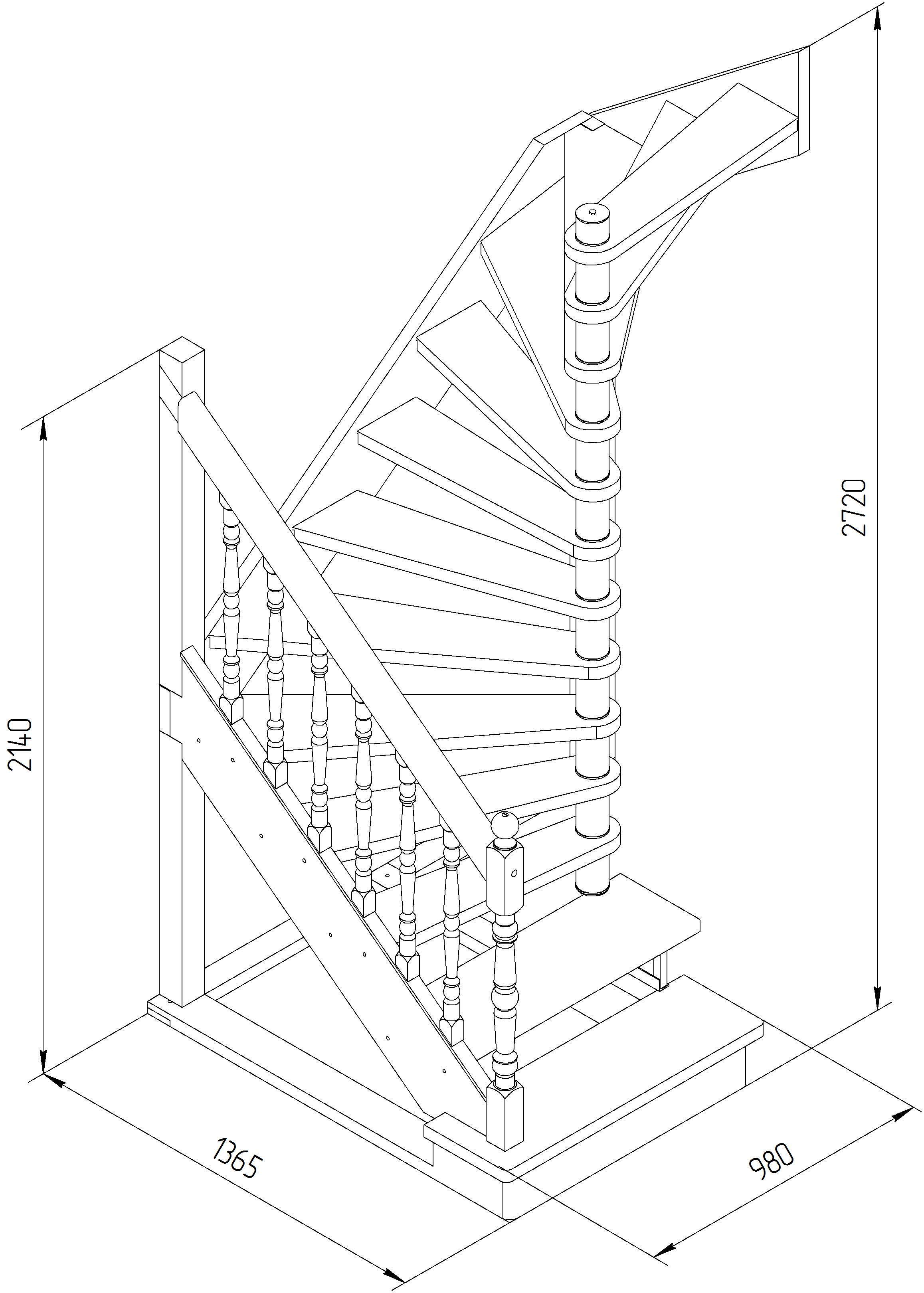 Чертеж лестницы ЛС-04У