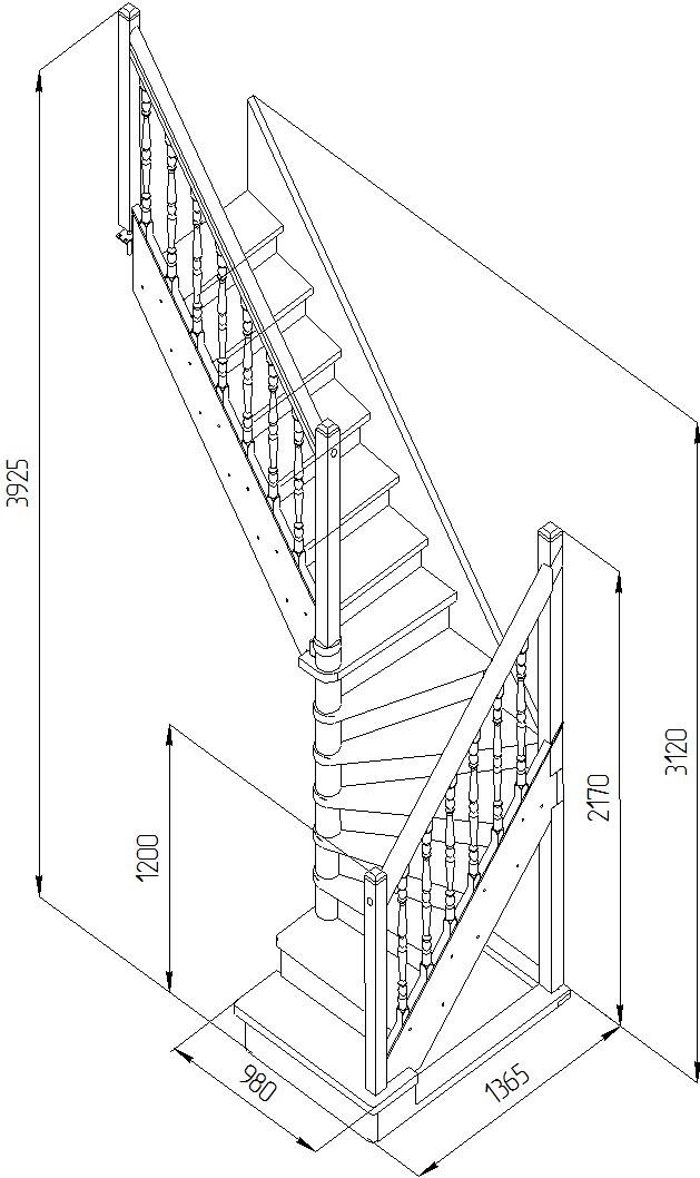 Чертеж лестницы ЛС-225