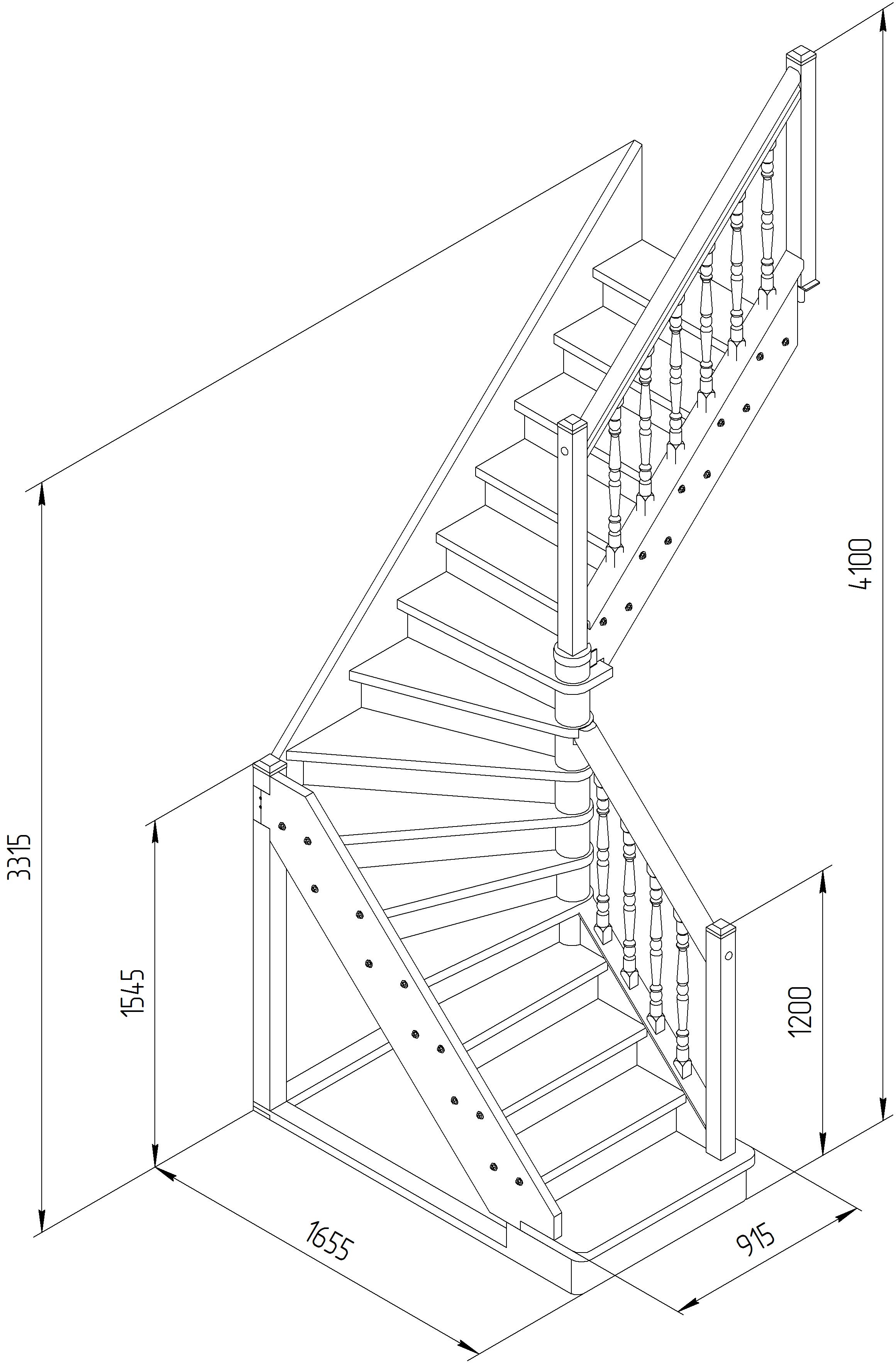 Чертеж лестницы ЛС-235