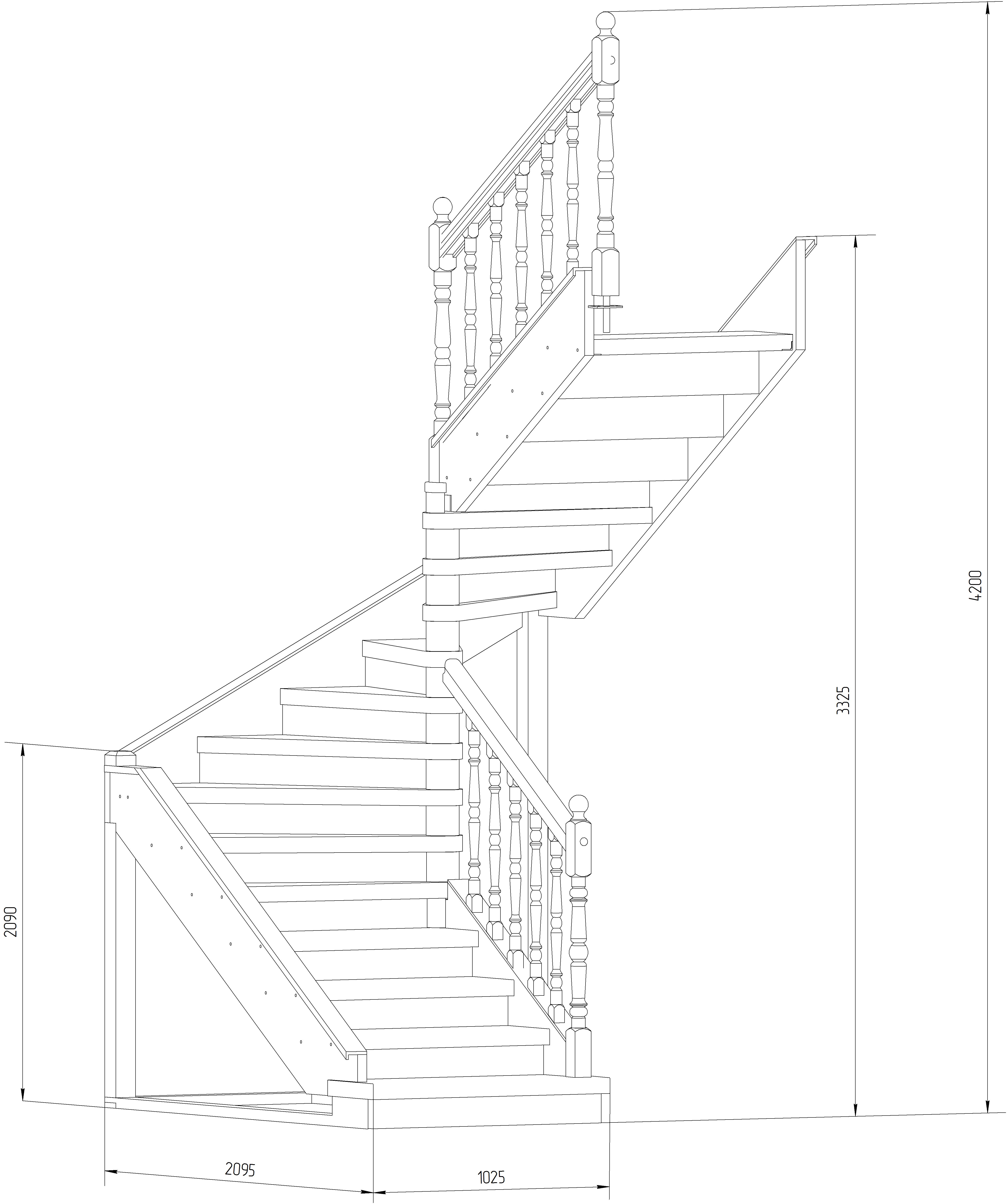 Чертеж лестницы ЛС-32